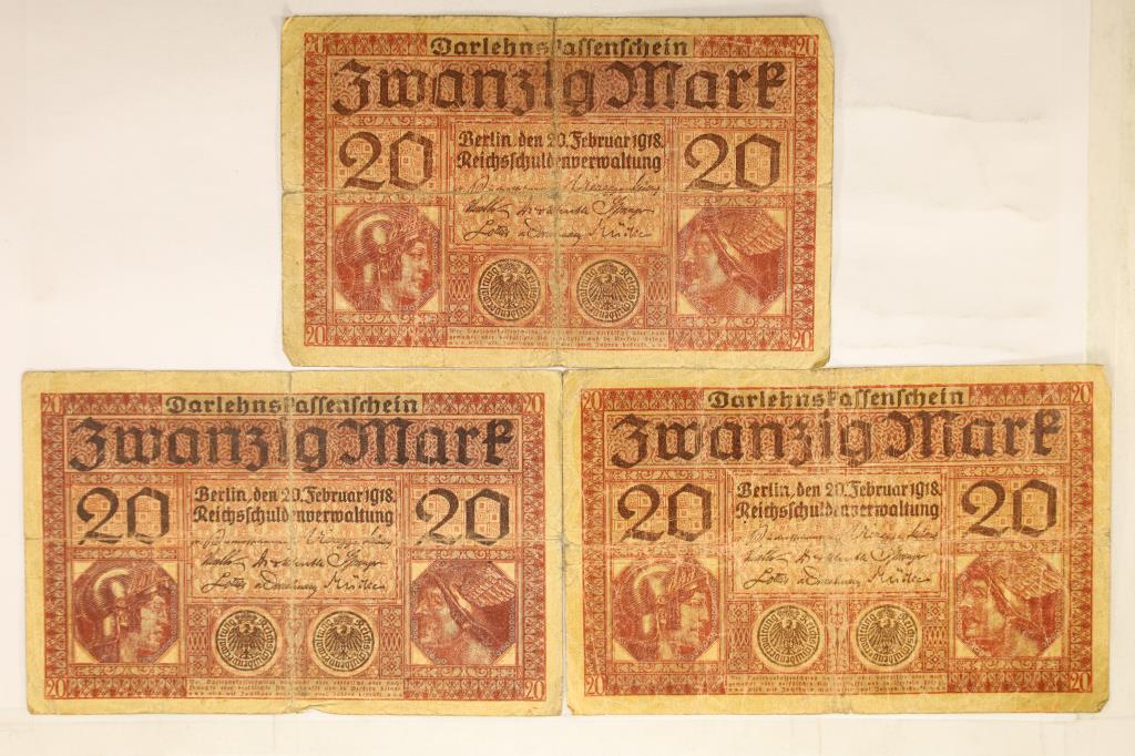 3-1918 GERMAN 20 MARK BILLS (1 of 2)