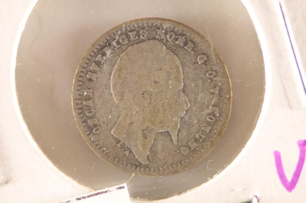 1857 SWEDEN SILVER 10 ORE COIN, 165 YEARS OLD (1 of 2)