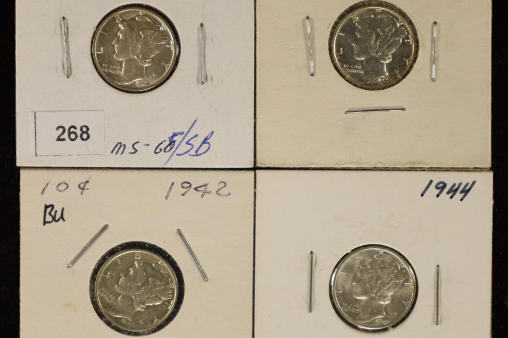 3-1942-P & 1-1944-P MERCURY DIMES BRILLIANT UNC (1 of 2)