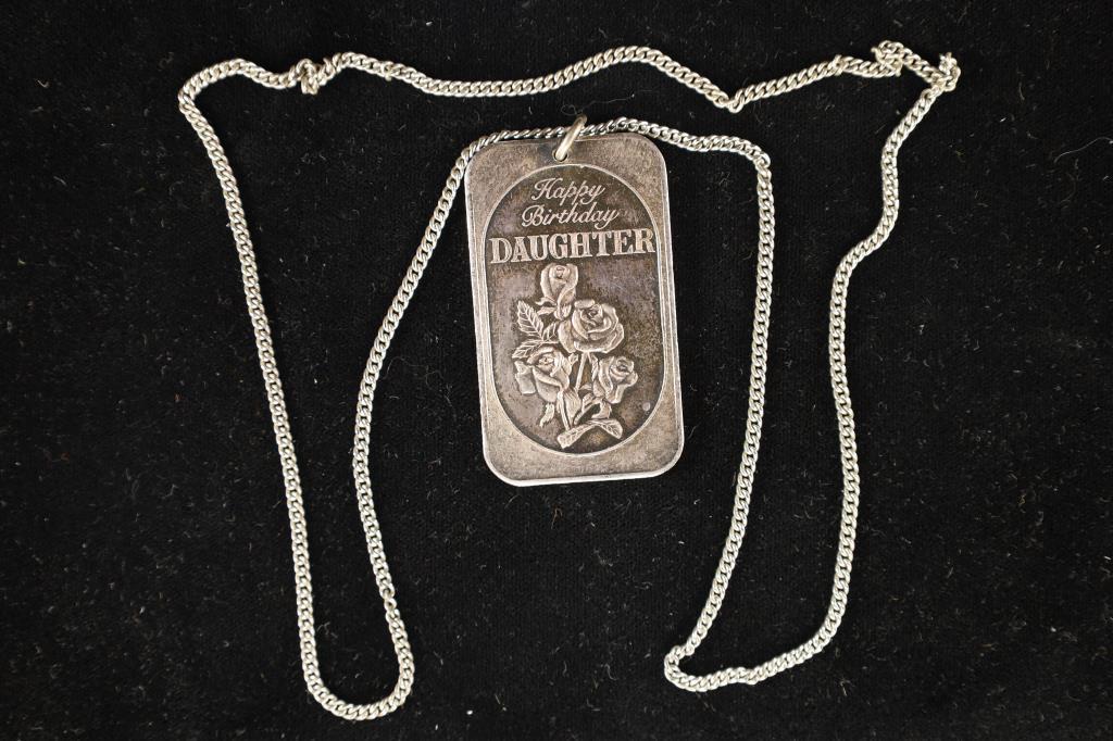 1 TROY OZ .999 FINE SILVER INGOT WITH SILVER CHAIN (1 of 2)