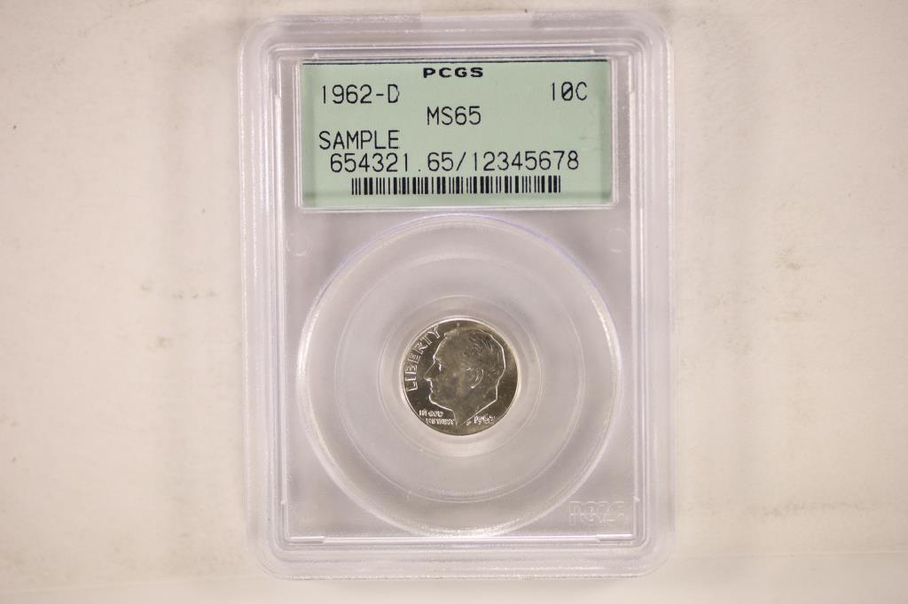 1962-D ROOSEVELT DIME PCGS MS65 SAMPLE (1 of 2)