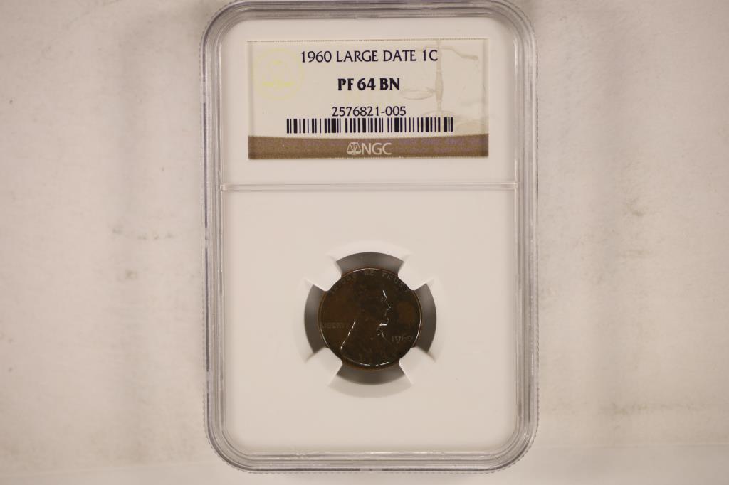 1960 LINCOLN CENT NGC PF64BN LARGE DATE (1 of 2)