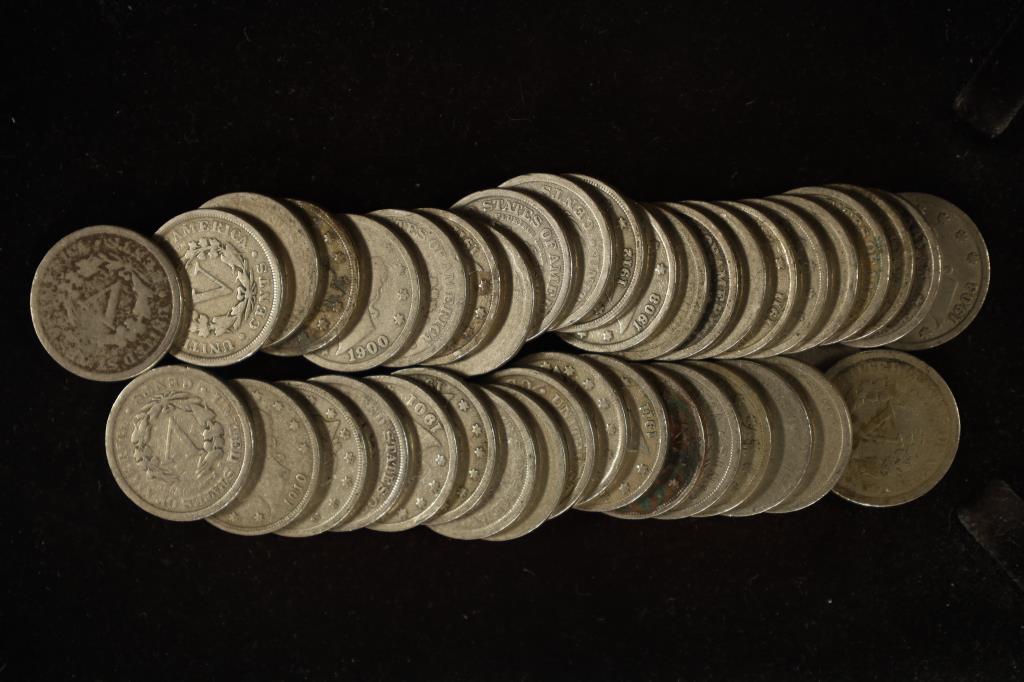ROLL OF 40 ASSORTED 1900-1912 LIBERTY "V" NICKELS (1 of 1)