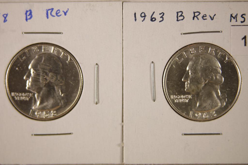 1958 & 1963 WASHINGTON QUARTERS BU: B REVERSE (1 of 2)