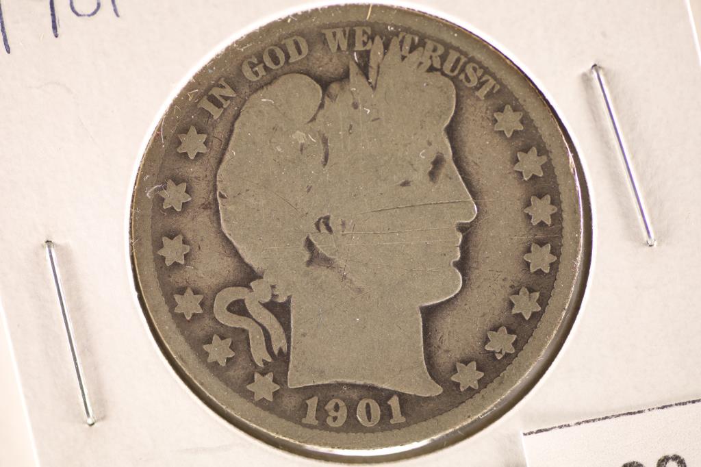 1901-O BARBER HALF DOLLAR WITH SCRATCHES (1 of 2)
