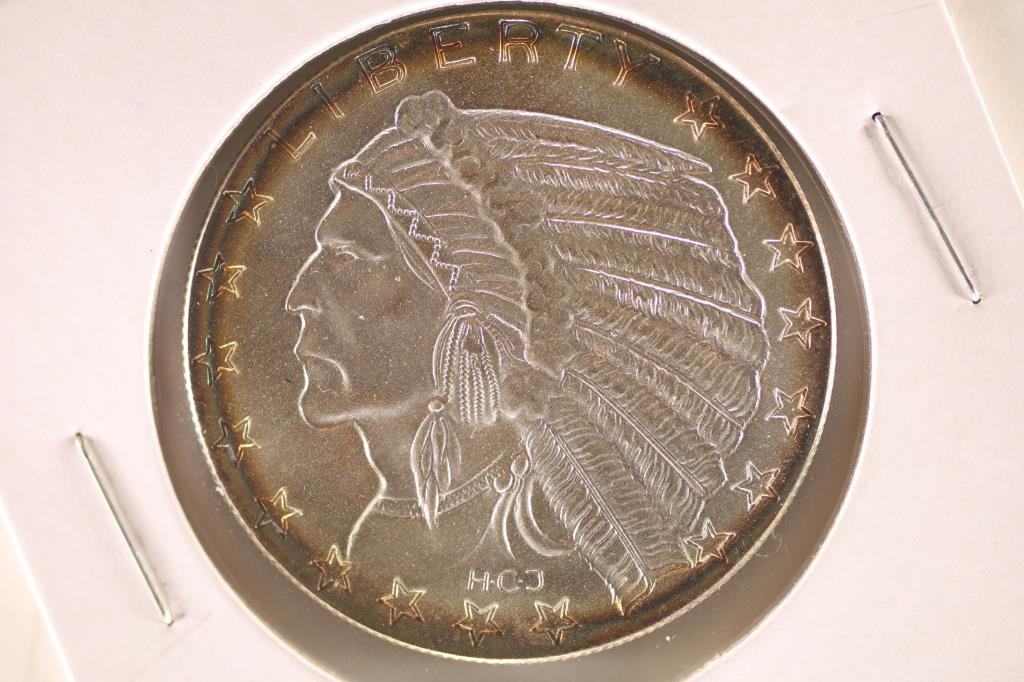 1 TROY OZ .999 FINE SILVER UNC ROUND INDIAN /EAGLE (1 of 2)
