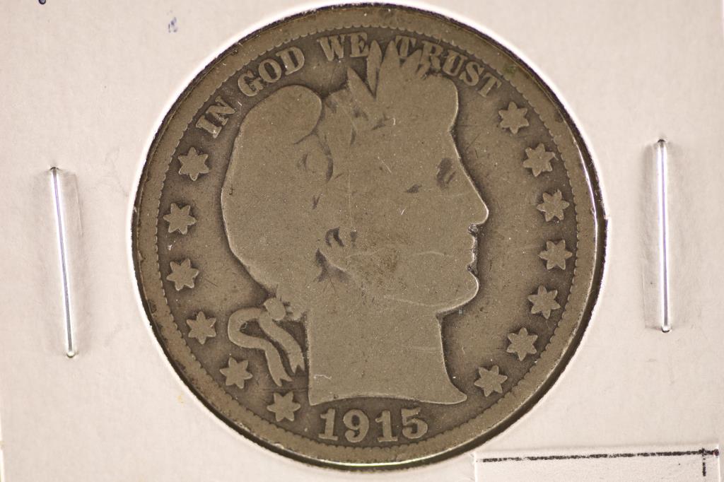 1915 BARBER HALF DOLLAR KEY DATE VERY GOOD (1 of 2)