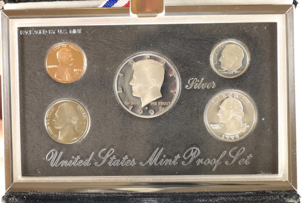 1994 US SILVER PREMIER PROOF SET (WITH BOX) AND (1 of 4)