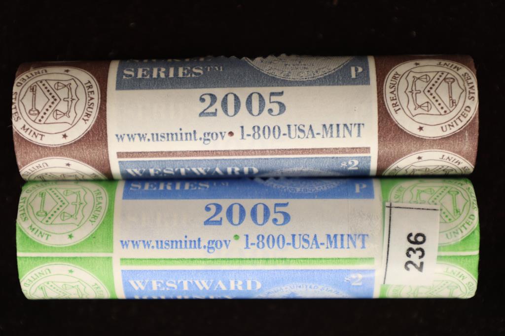 2-$2 ROLLS OF BU NICKELS: 2005-P BISON NICKEL & (1 of 1)