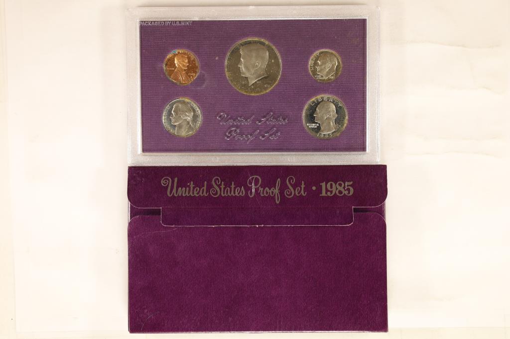 1985 US PROOF SET (WITH BOX): WATCH FOR OUR NEXT AUCTION ON MONDAY AUG. 8TH, 2022 AT 7 PM EDT