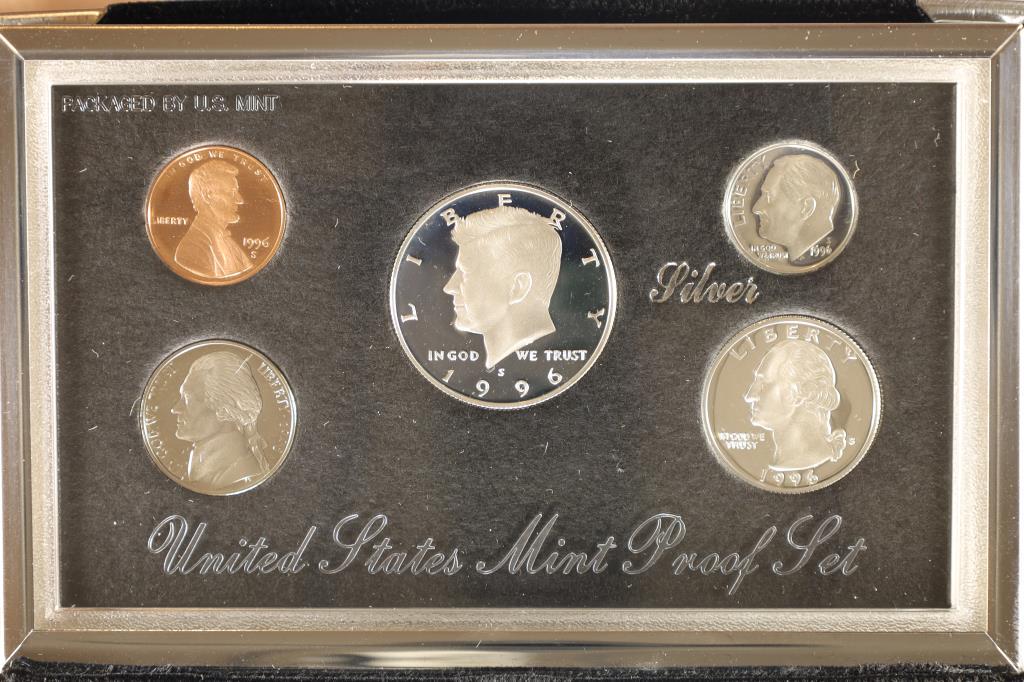 1996 US SILVER PREMIER PROOF SET (WITH BOX) AND (1 of 3)