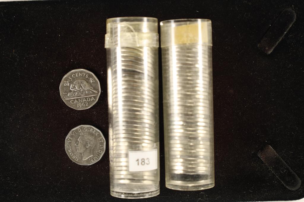 2-$2 ROLLS OF ASSORTED CANADA FIVE CENTS 1923-1968 (1 of 1)