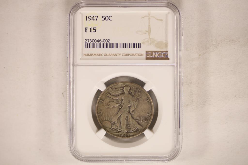 1947 SILVER WALKING LIBERTY HALF DOLLAR NGC F15 (1 of 2)