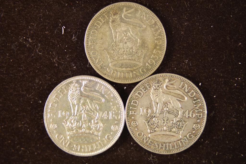 1935, 1941 & 1946 GREAT BRITIAN SILVER 1 SCHILLING (1 of 2)