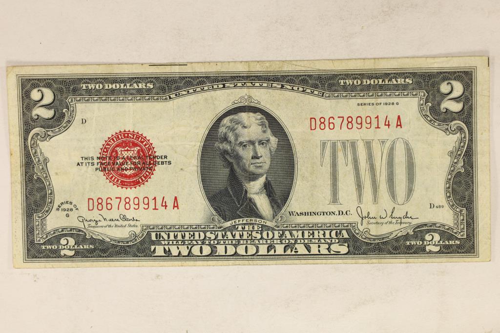 1928-G US $2 NOTE RED SEAL (1 of 2)