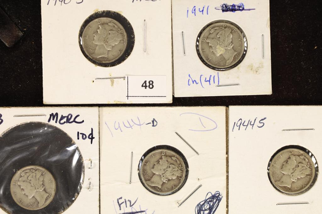 1940-S, 41-D, 43-D, 44-D & 44-S MERCURY DIMES: WATCH FOR OUR NEXT AUCTION ON MON. AUG. 15TH, 2022 AT 7 PM EDT
