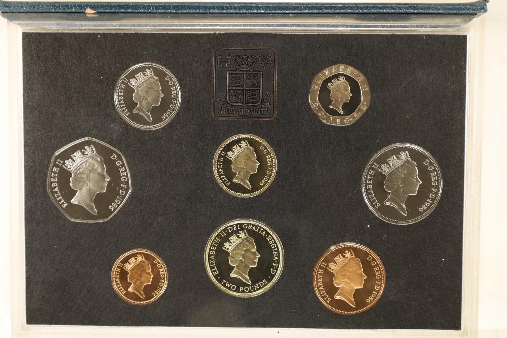 1986 UNITED KINGDOM 8 COIN PROOF SET IN: ORIGINAL ROYAL MINT PACKAGING NO BOX OR CERTIFICATE