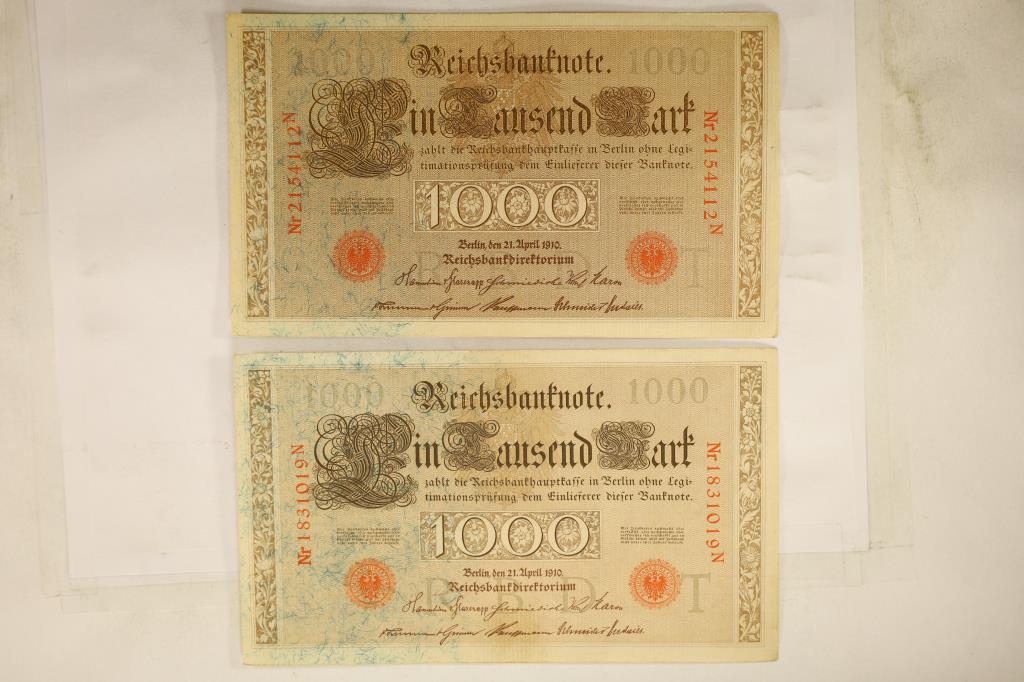 2-1910 GERMAN 1000 MARK CRISP BILLS (1 of 2)
