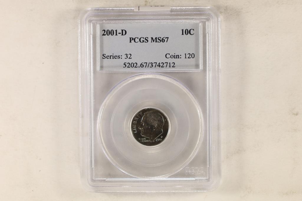 2001-D ROOSEVELT DIME PCGS MS67 (1 of 2)