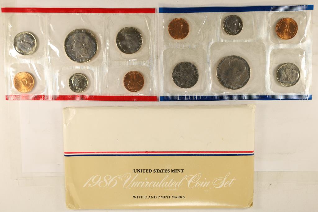 1986 US MINT SET (UNC) P/D (WITH ENVELOPE) (1 of 2)
