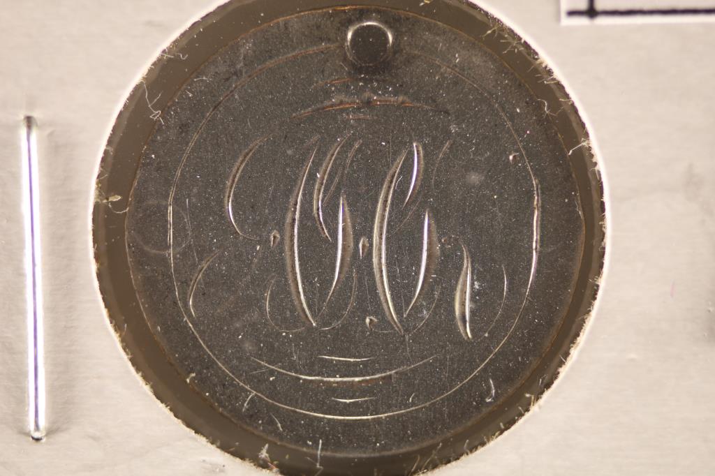 LOVE TOKEN ON 1875 SILVER SEATED LIBERTY DIME, AHK: WITH HOLE