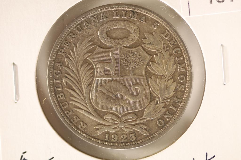 1923 PERU SILVER 1 SOL COIN .4019 OZ. ASW (1 of 2)