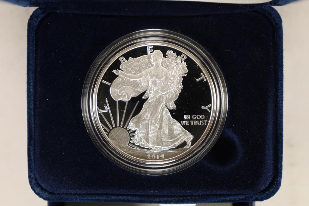 2014-W PROOF AMERICAN SILVER EAGLE WITH CERT. (1 of 3)