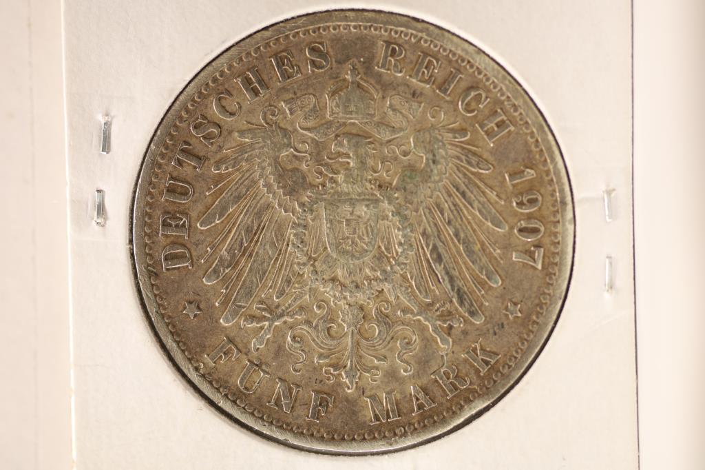 1907-A GERMAN SILVER 5 MARK .8037 OZ. ASW (1 of 2)