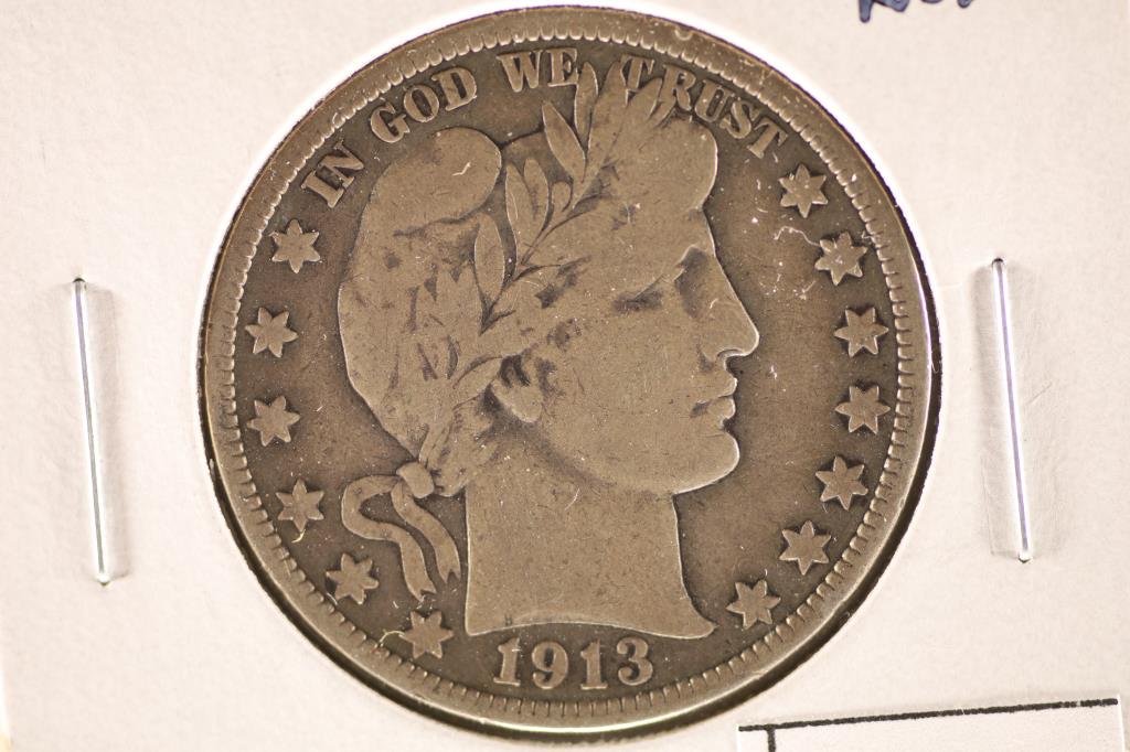 1913 BARBER HALF DOLLAR KEY DATE VG / FN (1 of 2)