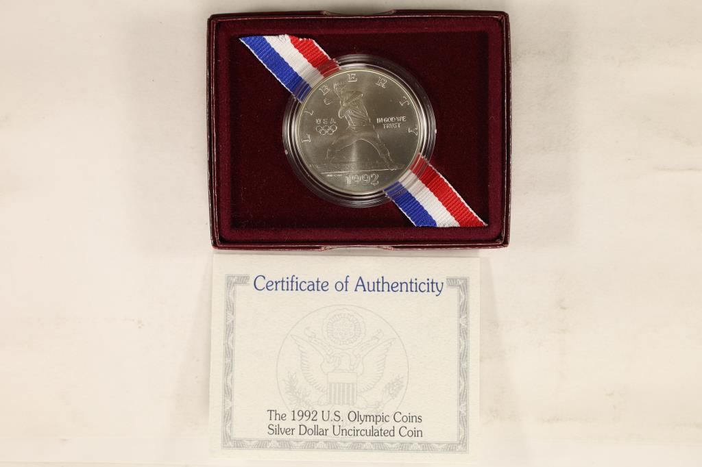 1992-D OLYMPIC SILVER UNC DOLLAR "BASEBALL" (1 of 3)