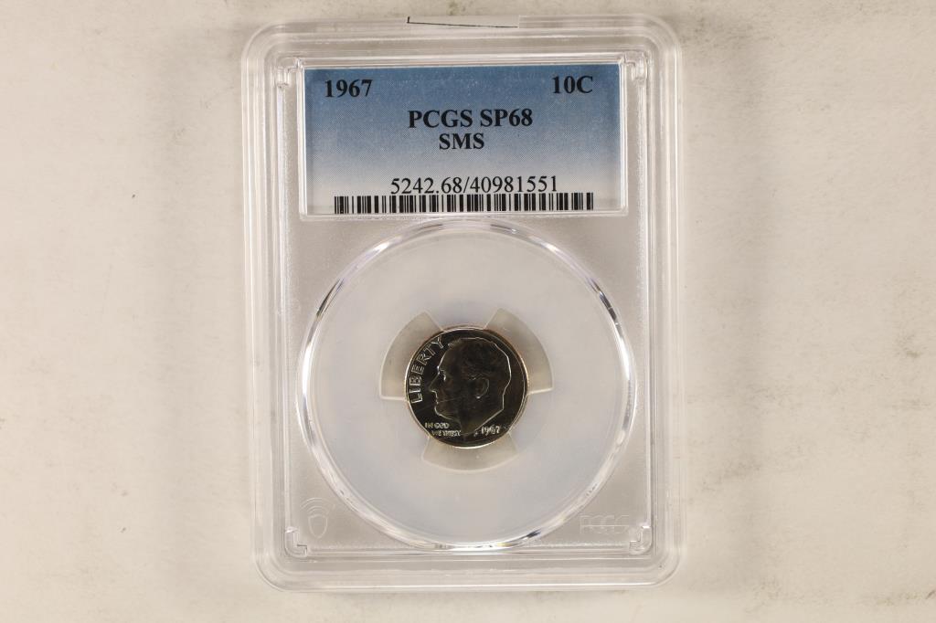 1967 ROOSEVELT DIME PCGS SP68 SMS (1 of 2)