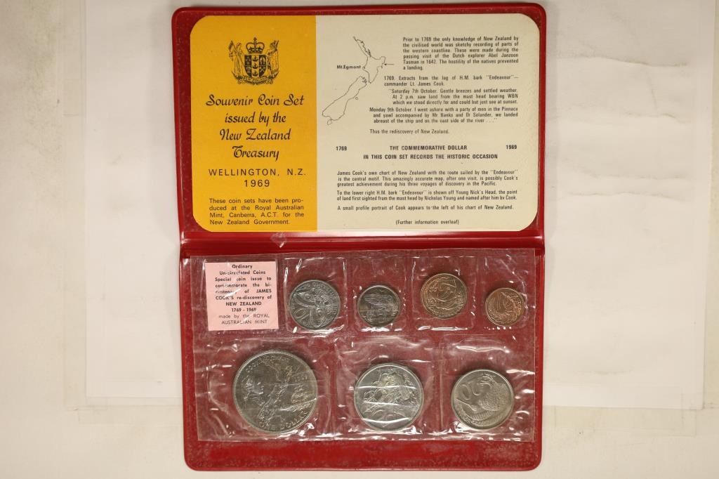 1969 NEW ZEALAND COMMEMORATIVE 7 COIN UNC SET IN (1 of 4)