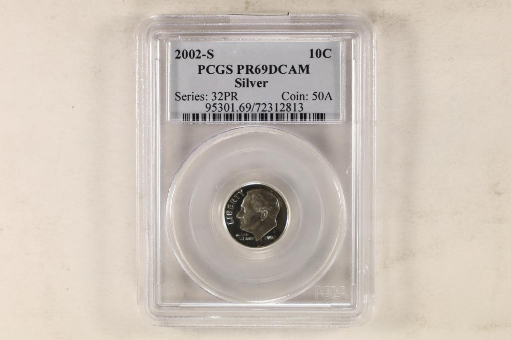 2002-S SILVER ROOSEVELT DIME PCGS PR69 DCAM (1 of 2)