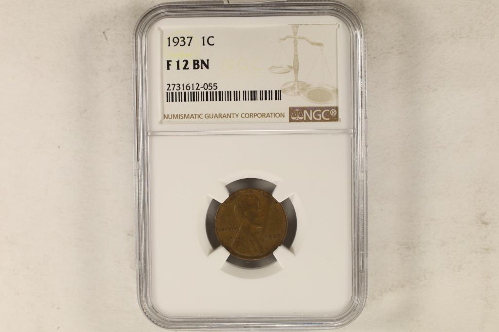 1937 LINCOLN CENT NGC F12 BN (1 of 2)