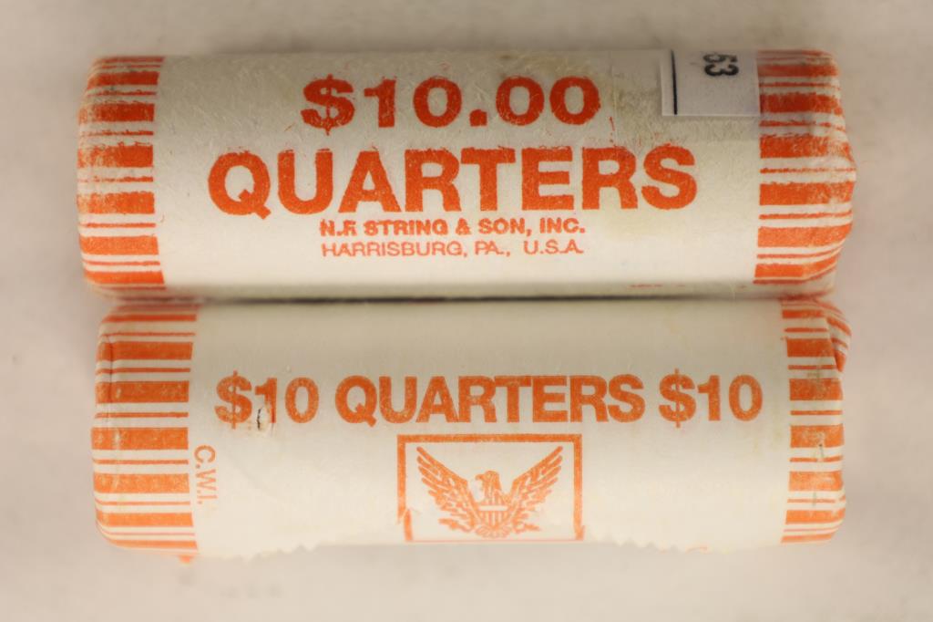 2-$10 ROLLS OF BRILLIANT UNC US 50 STATE QUARTERS (1 of 1)