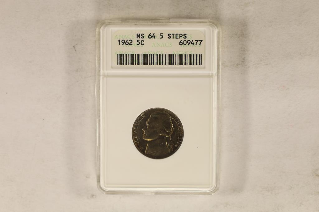 1962 JEFFERSON NICKEL ANACS MS64 5 STEPS (1 of 2)