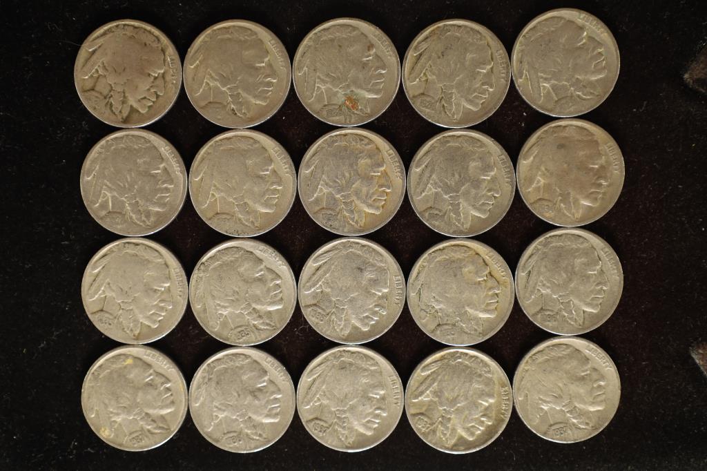20 ASSORTED 1920'S & 1930'S BUFFALO NICKELS (1 of 2)