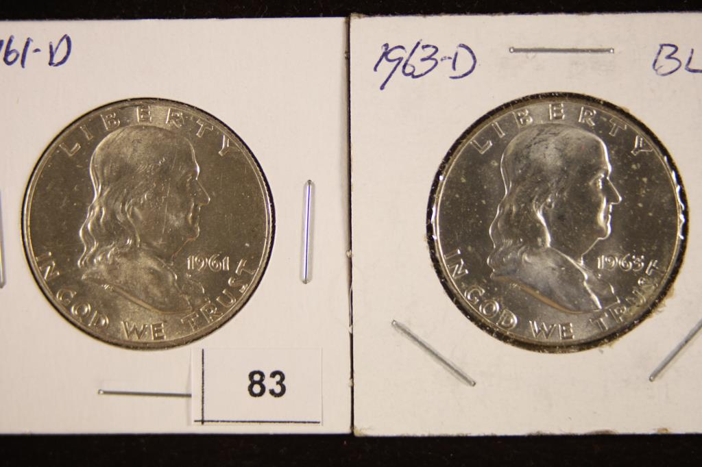 1961-D & 1963-D FRANKLIN HALF DOLLARS BOTH BU (1 of 2)