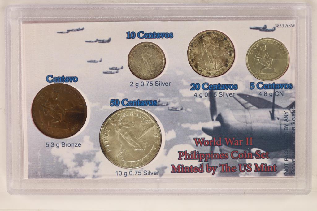 WWII PHILIPPINES COIN SET CONTAINS: 1945-S SILVER (1 of 2)