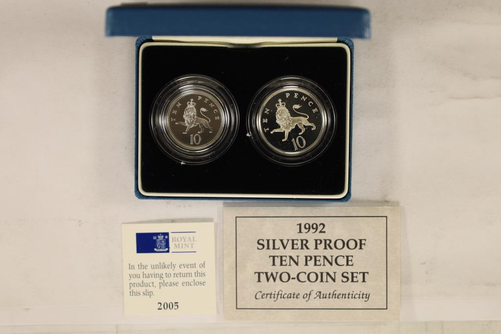 1992 UNITED KINGDOM 2 COIN SILVER PROOF TEN PENCE (1 of 3)