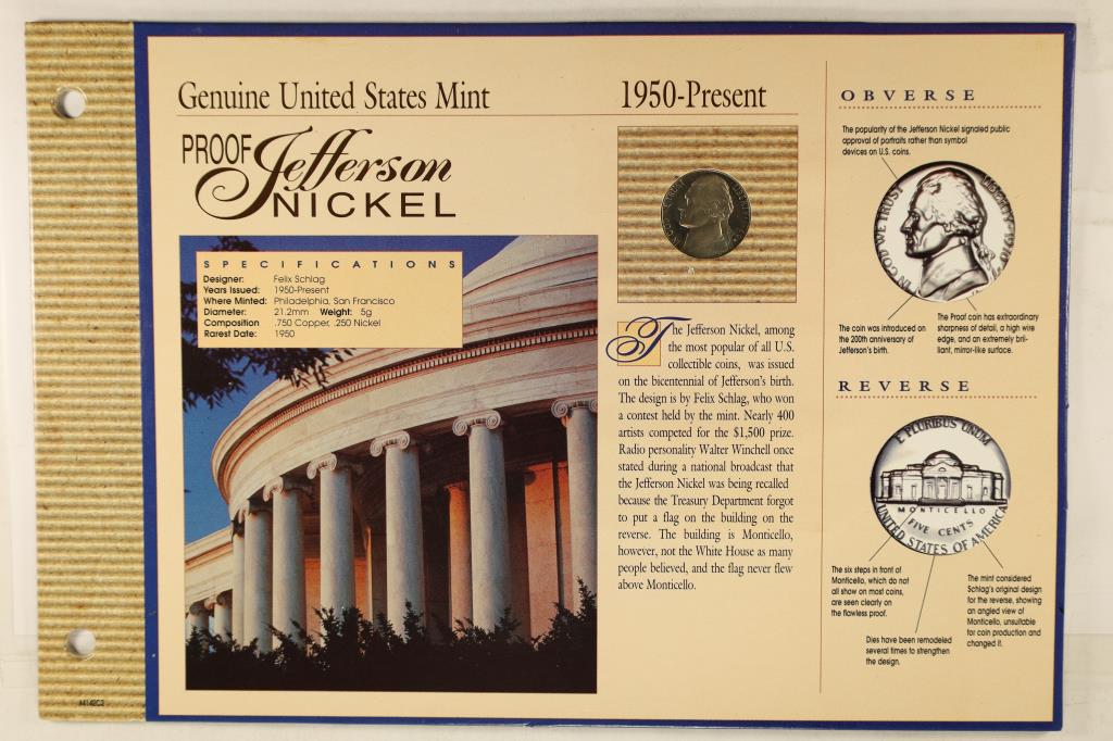 1980 PROOF JEFFERSON NICKEL ON INFORMATIONAL (1 of 2)