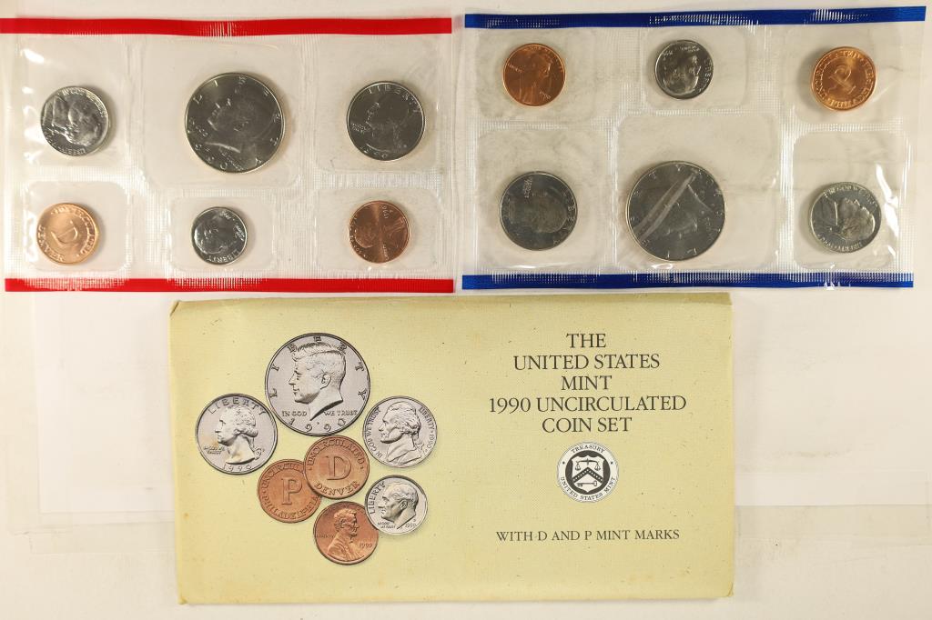 1990 US MINT SET (UNC) P/D (WITH ENVELOPE) (1 of 2)
