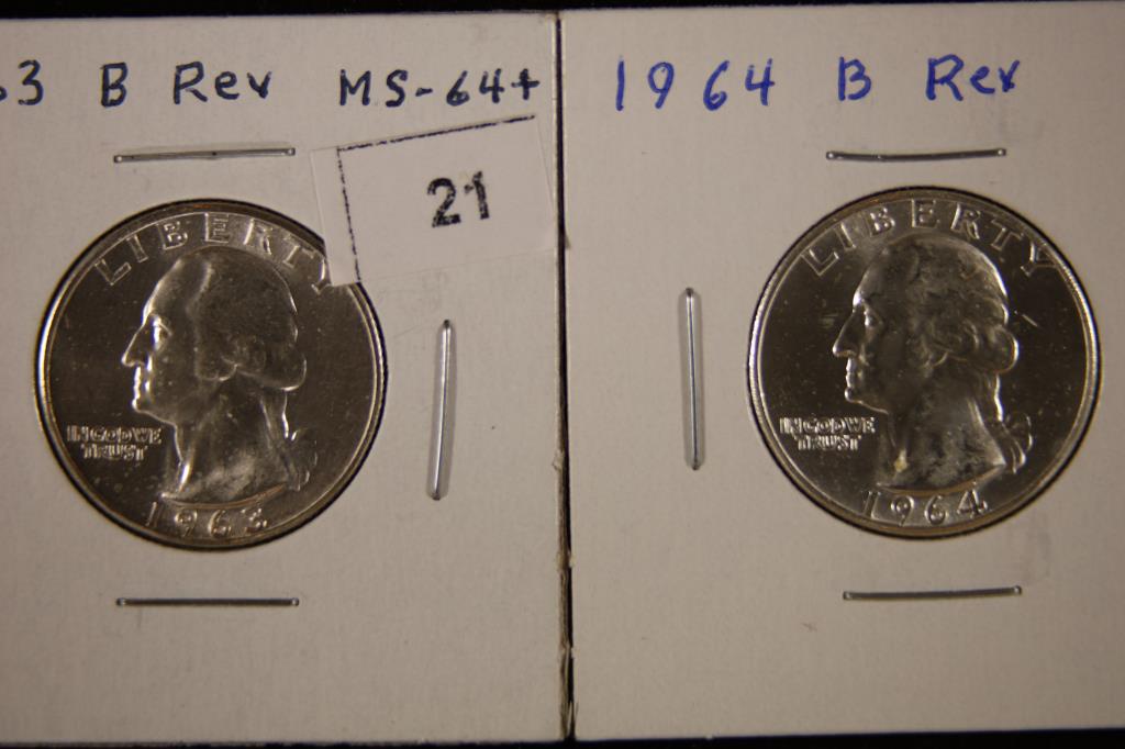 1963 & 1964 WASHINGTON SILVER QUARTERS BU: B REV. (1 of 2)