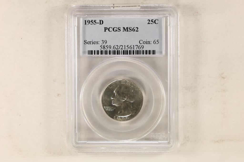 1955-D WASHINGTON SILVER QUARTER PCGS MS62 (1 of 2)