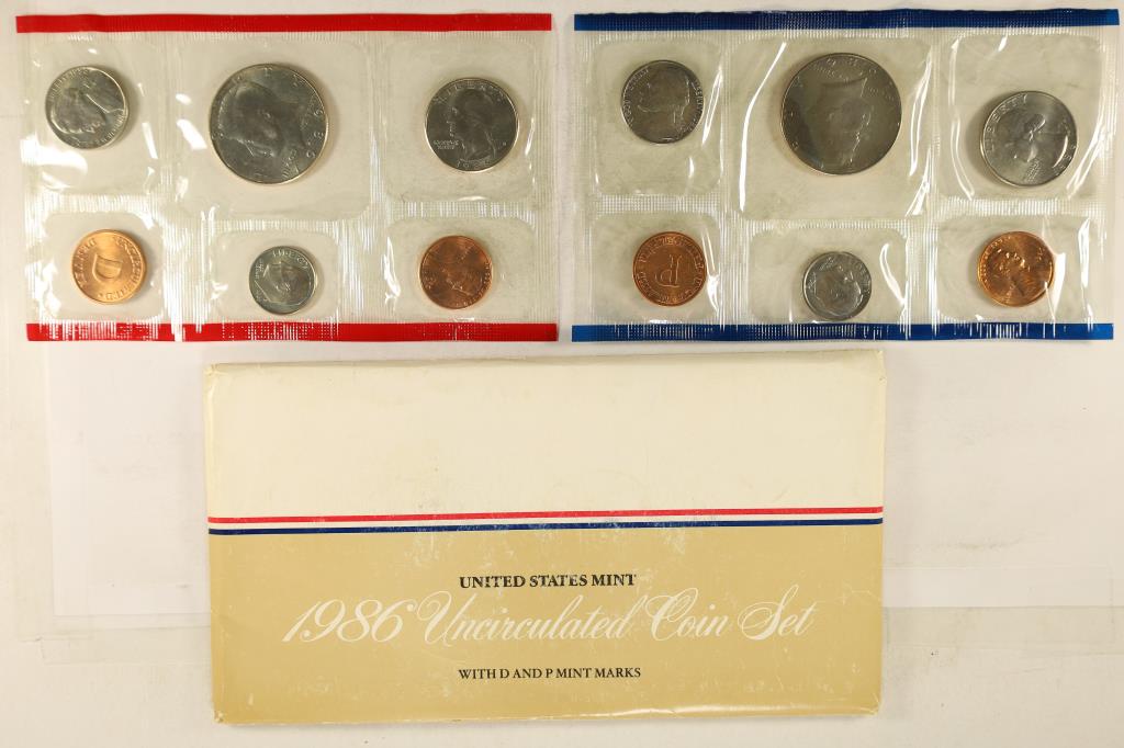 1986 US MINT SET (UNC) P/D (WITH ENVELOPE) (1 of 2)
