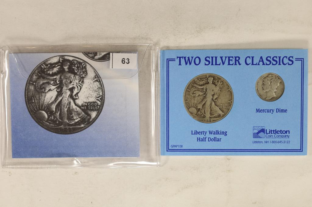 2 SILVER CLASSICS 1944-D WALKING LIBERTY HALF AND (1 of 2)