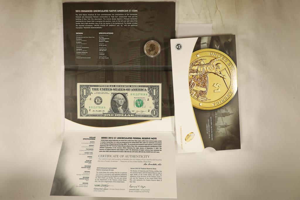 2015 US MINT MOHAWK IRONWORKERS AMERICAN $1 COIN (1 of 2)