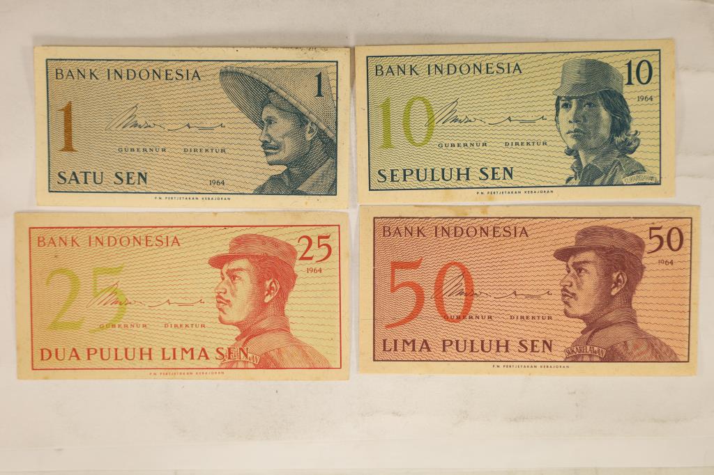 4-1964 BANK OF INDONESIA CRISP UNC BANK NOTES: (1 of 2)