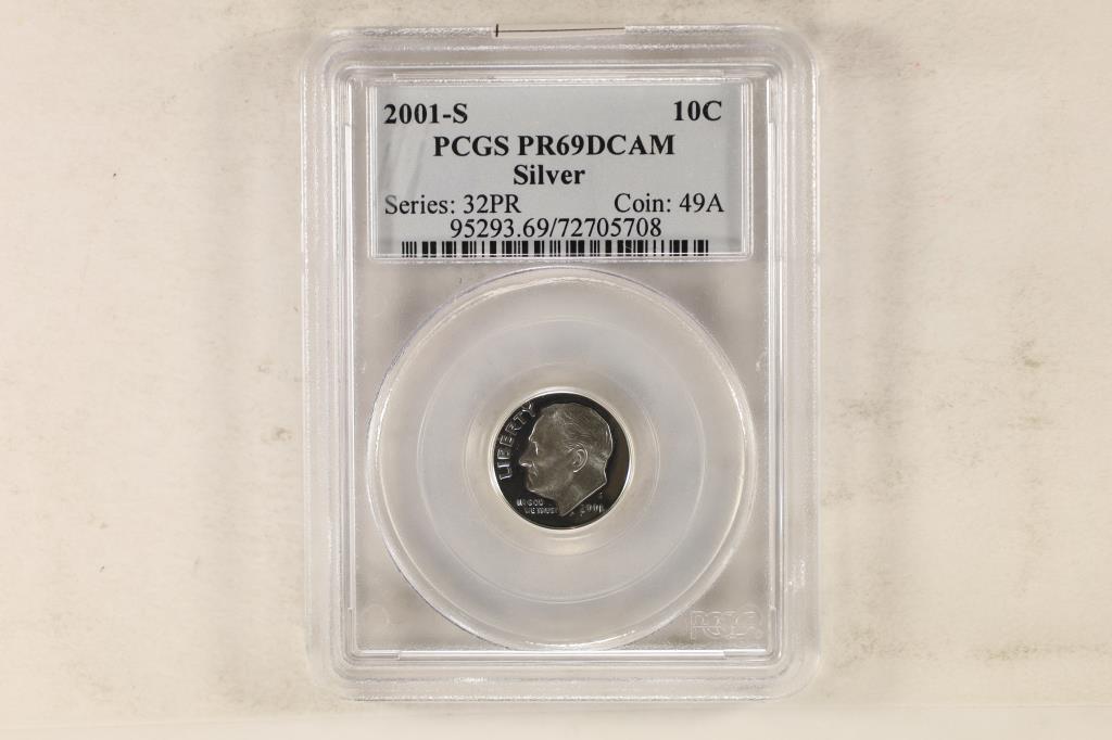 2001-S SILVER ROOSEVELT DIME PCGS PR69 DCAM (1 of 2)