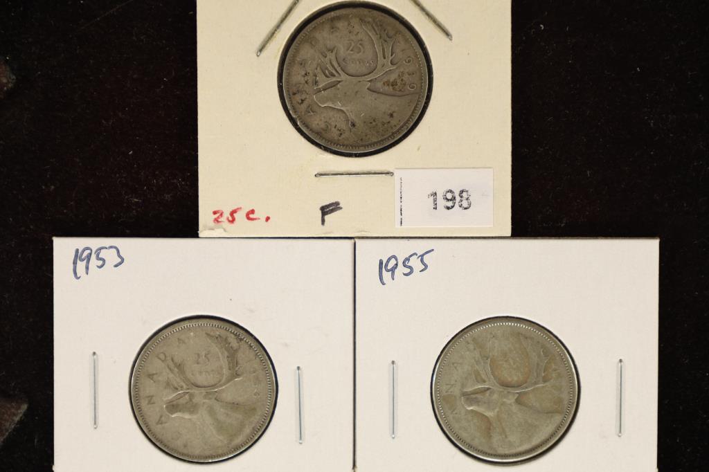 1939, 1953 & 1955 CANADA SILVER 25 CENTS (1 of 2)